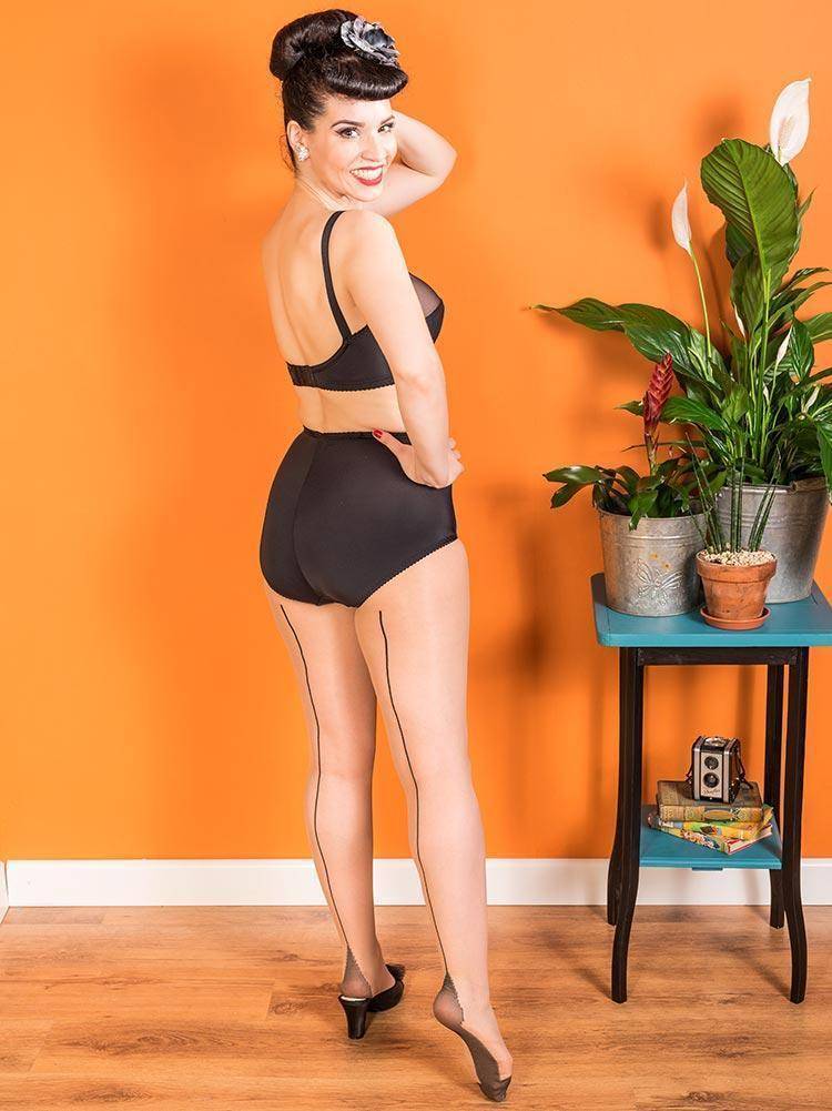 What Katie Did Nahtstrumpfhose Champagne Black
