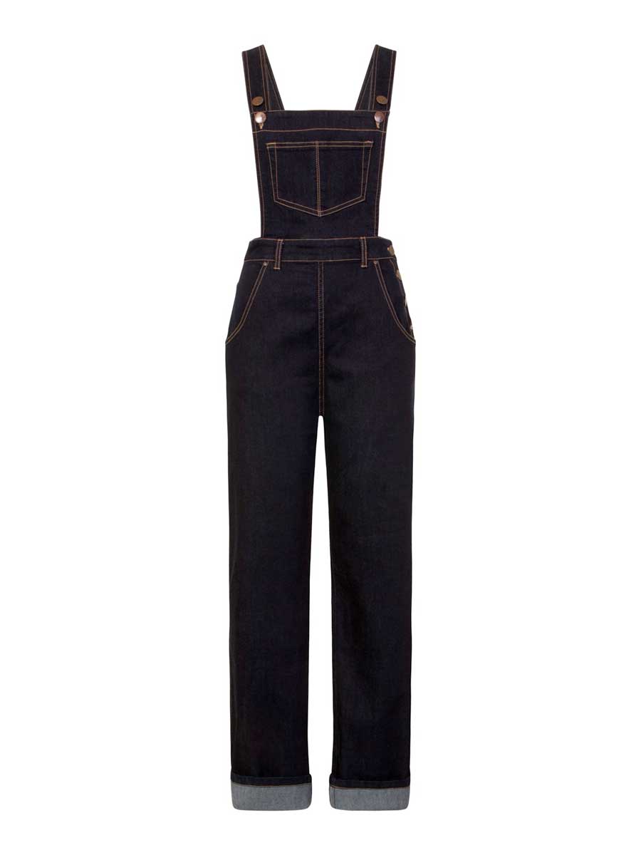 Hell Bunny Elly May Denim Dungarees dunkelblau
