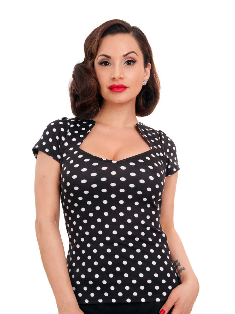 Steady Clothing Oberteil Sophia Top Polka s/w