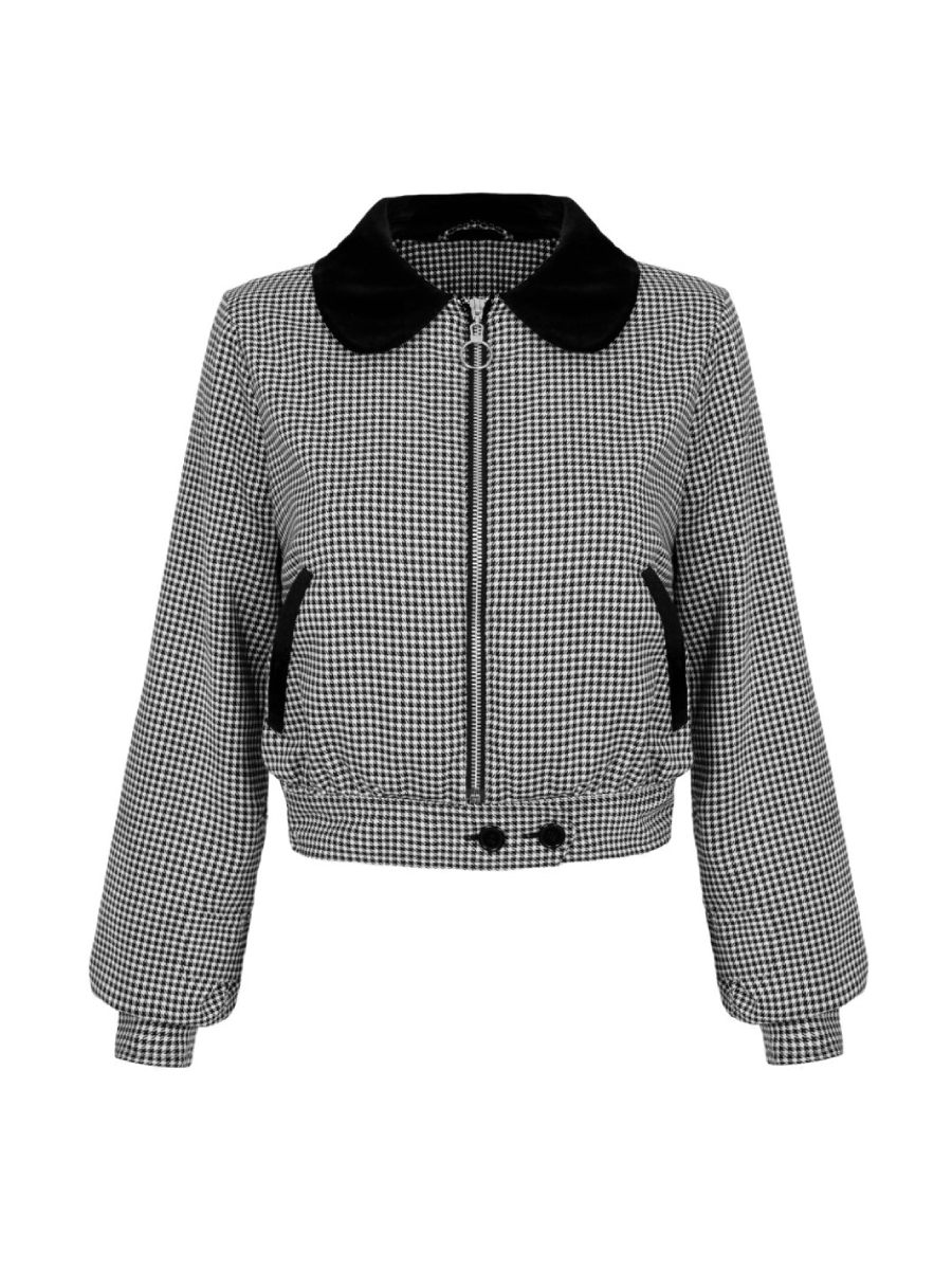 Hell Bunny Jacke Teddy Jacket Houndstooth