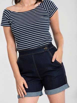 Hell Bunny Jeans Shorts Yaz dunkelblau