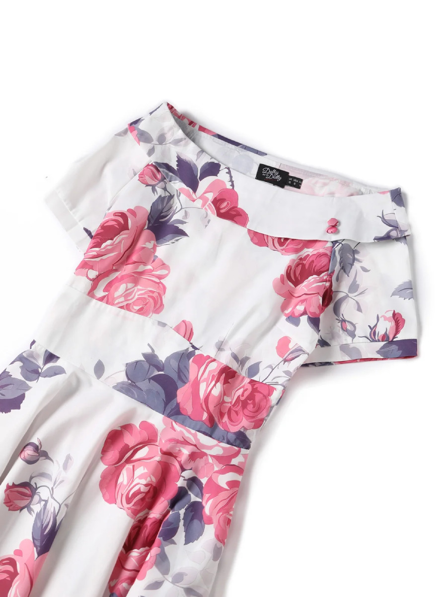 Dolly & Dotty Kleid Darlene White Pink Floral