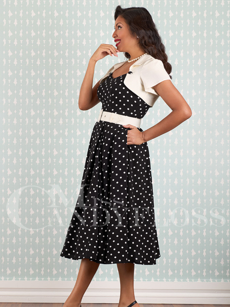 Miss Candyfloss Kleid Jenna-May-Lou schwarz-weiß mit Bolero