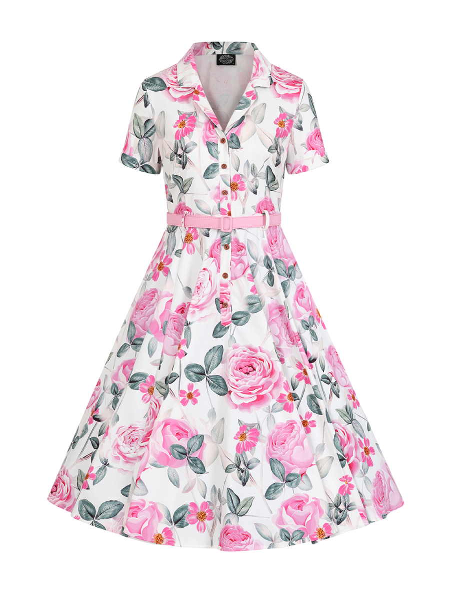Hearts and Roses Kleid Luella Floral Swing Dress Pink