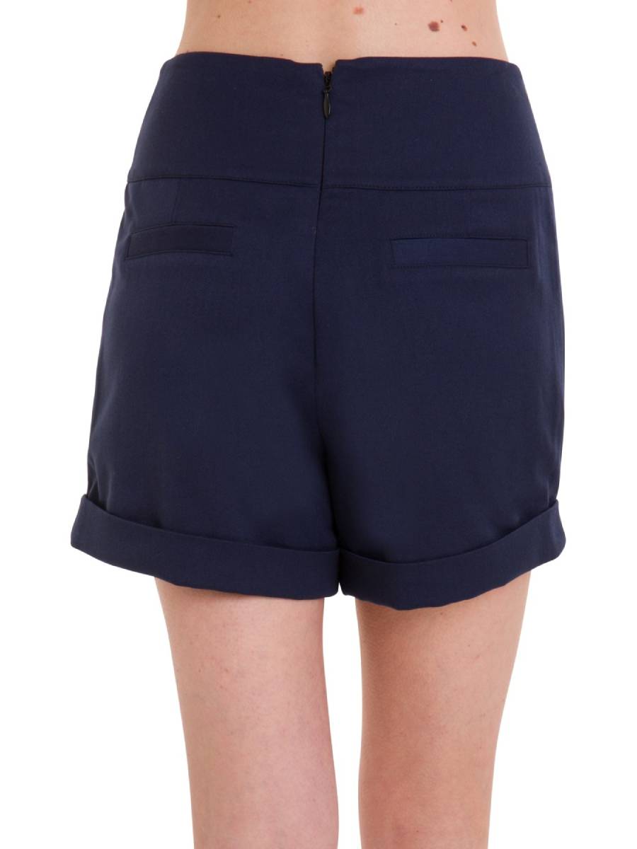 Dunkelblaue Shorts im Vintage-Stil mit Knöpfen
