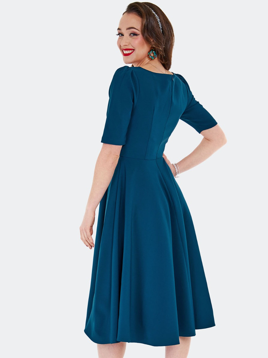 Voodoo Vixen Kleid Crossbody Flare Dress blau