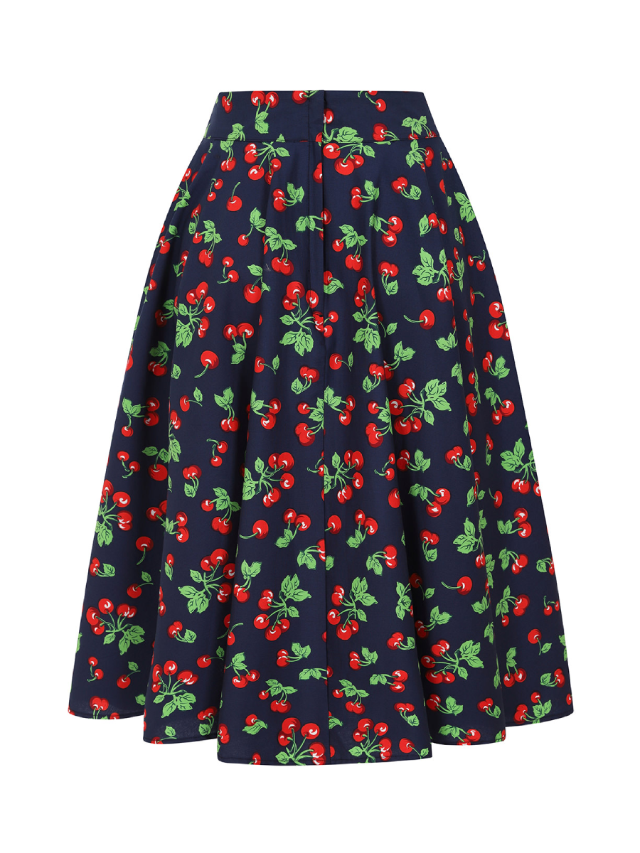 Banned Rock Cary Cherry Swing Skirt Navy