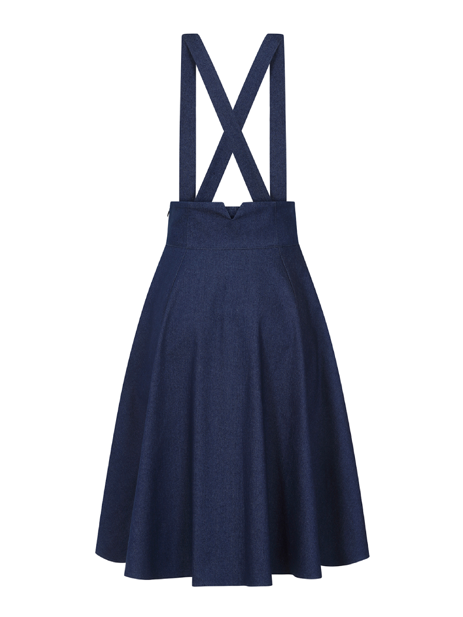 Banned Trägerrock Denim Dottie Skirt blau