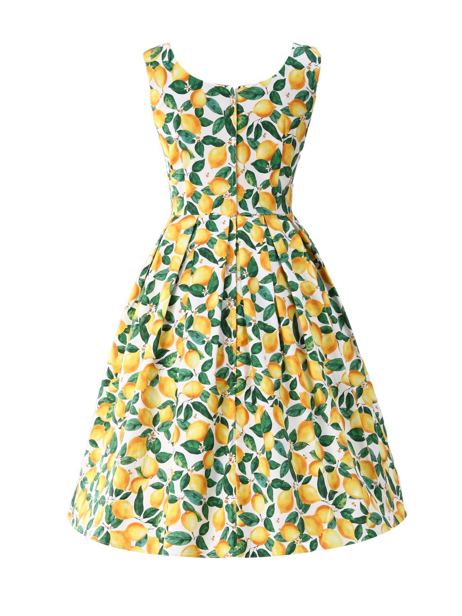 Dolly & Dotty Kleid Amanda White Lemon Print