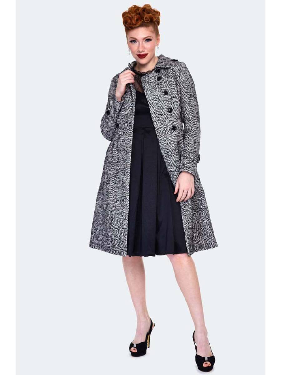 Voodoo Vixen Mantel Herringbone Double Breasted Pea Coat