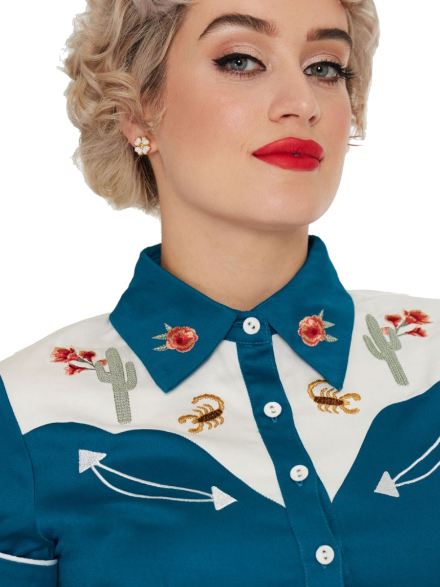Voodoo Vixen Bluse Cactus Floral Western Blouse