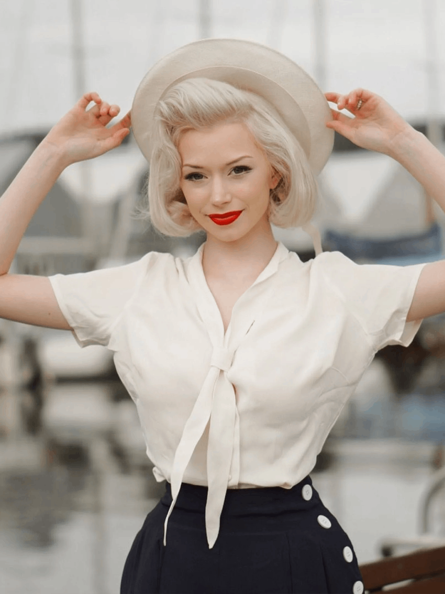 Seamstress of Bloomsbury Bluse Bonnie Short Sleeve Blouse Cream