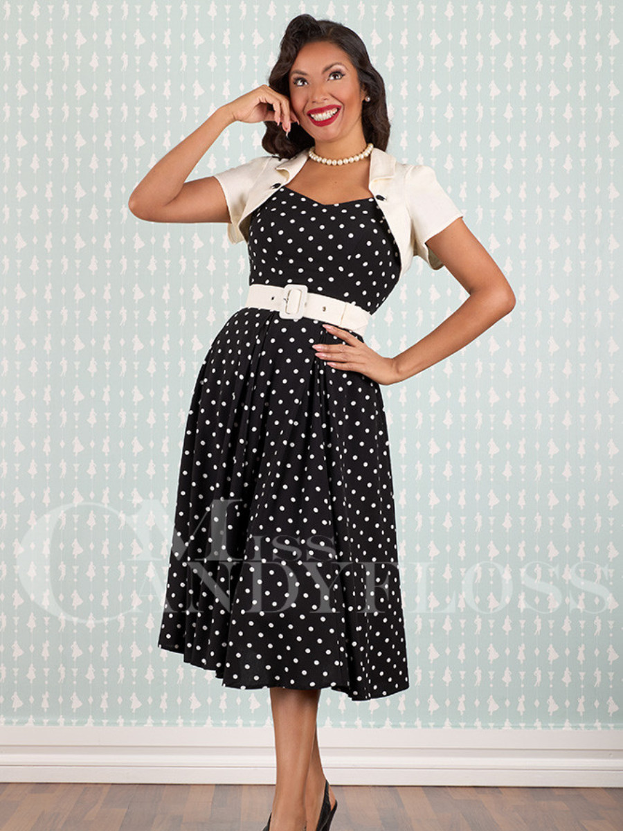 Miss Candyfloss Kleid Jenna-May-Lou schwarz-weiß mit Bolero