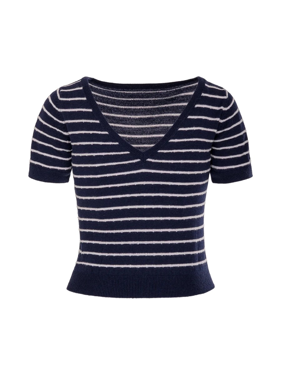 Emmy Pullover Emmy Goes To Paris Top Midnight Striped Wool