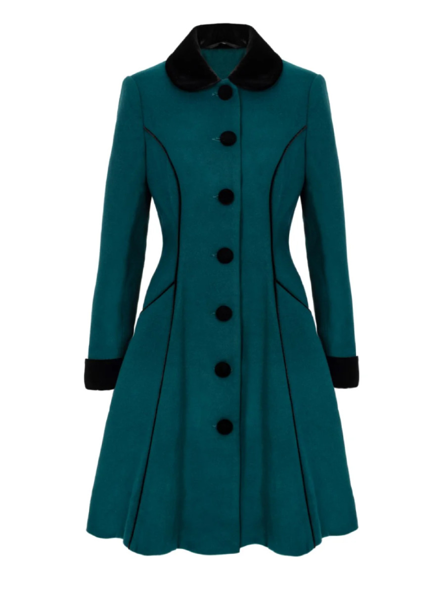 Hell Bunny Mantel Harper Coat dunkelgrün