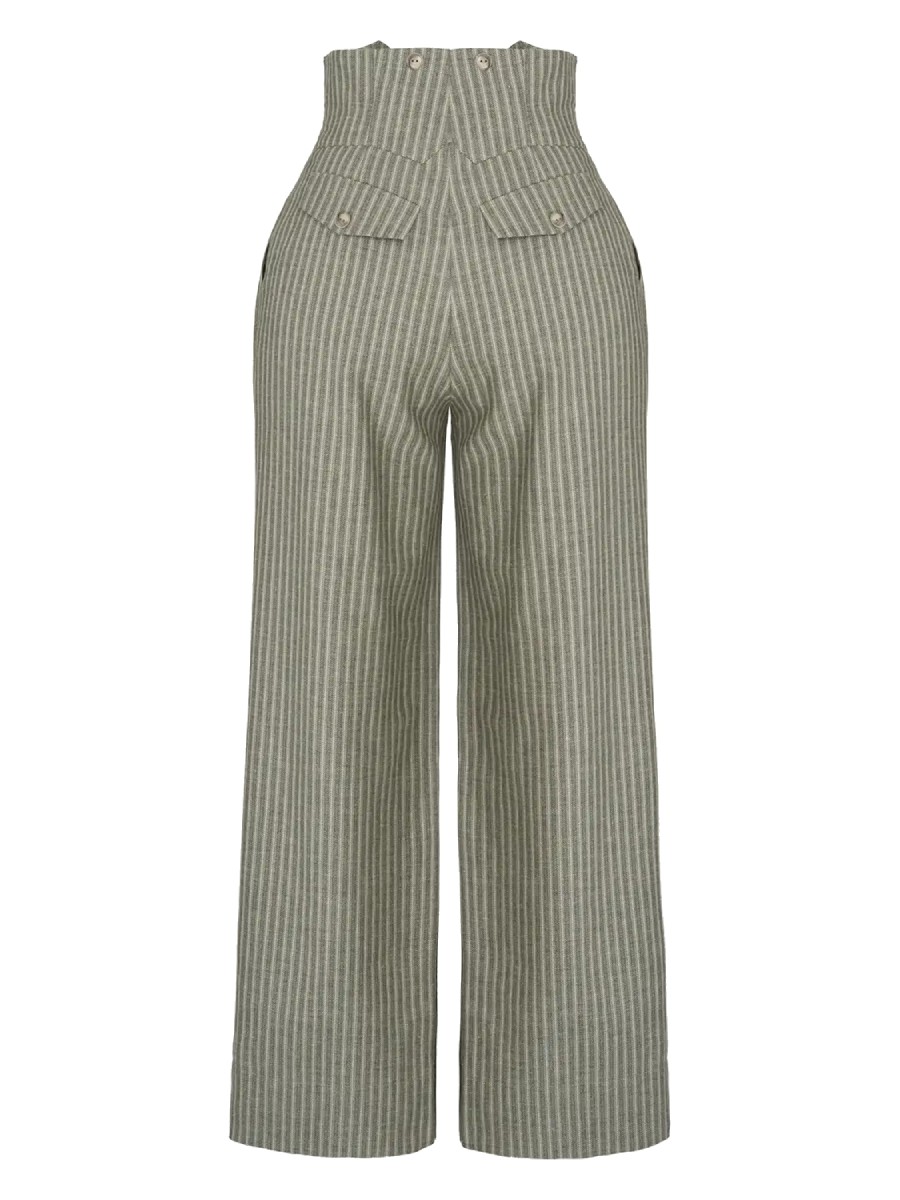 Emmy Hose Miss Fancy Pants Slacks Green Herringbone Stripe