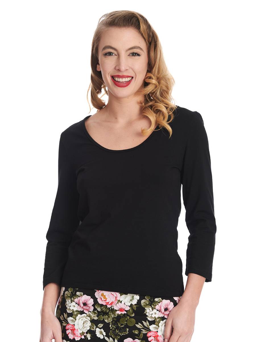 Banned Oberteil Scoop Neck Top schwarz