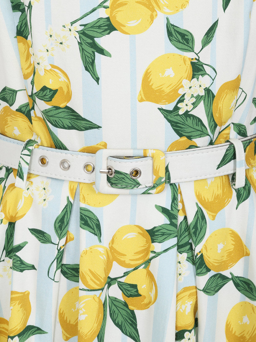 Banned Kleid June Lemon and Stripes Swing Dress