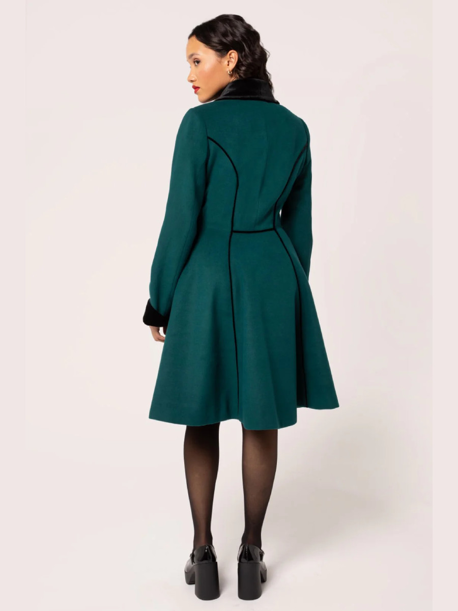 Hell Bunny Mantel Harper Coat dunkelgrün