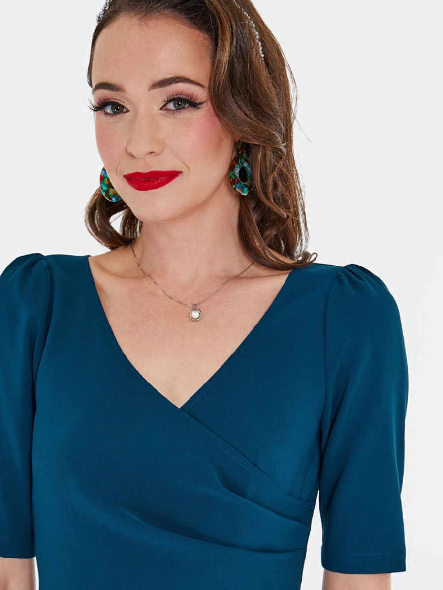 Voodoo Vixen Kleid Crossbody Flare Dress blau