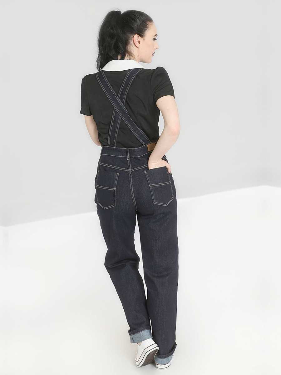 Hell Bunny Elly May Denim Dungarees dunkelblau