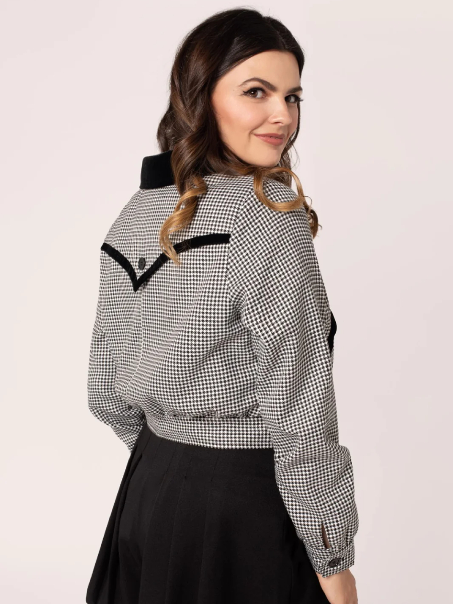 Hell Bunny Jacke Teddy Jacket Houndstooth