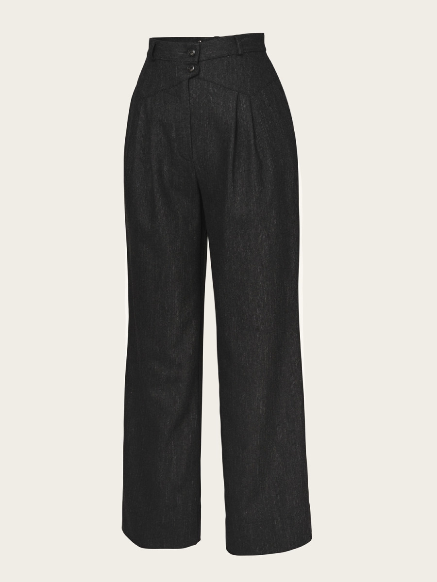 Emmy Marlenehose Fancy Worker Pants Black and Charcoal