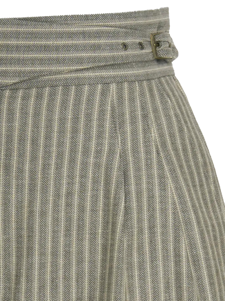 Emmy Hose Sassy Side Adjuster Slacks Green Herringbone Stripe