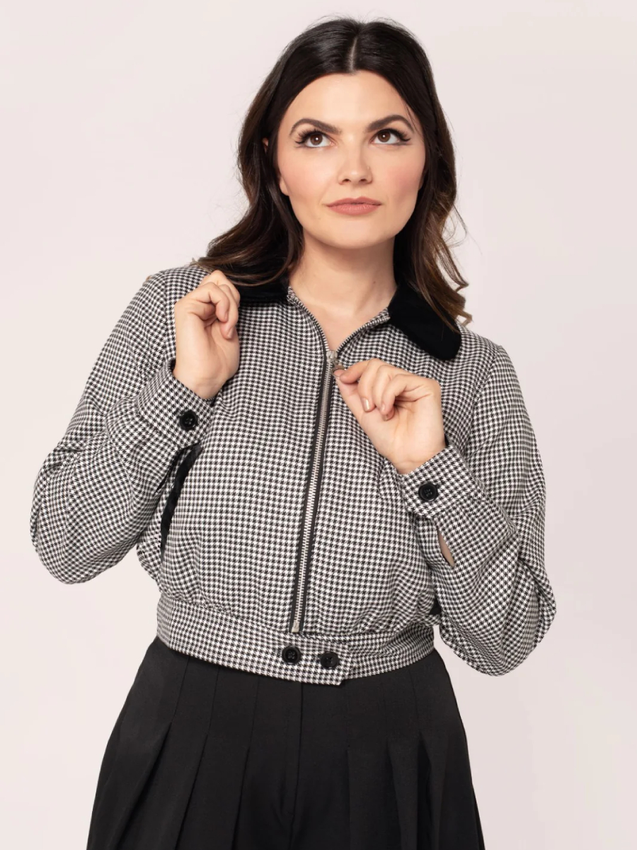 Hell Bunny Jacke Teddy Jacket Houndstooth