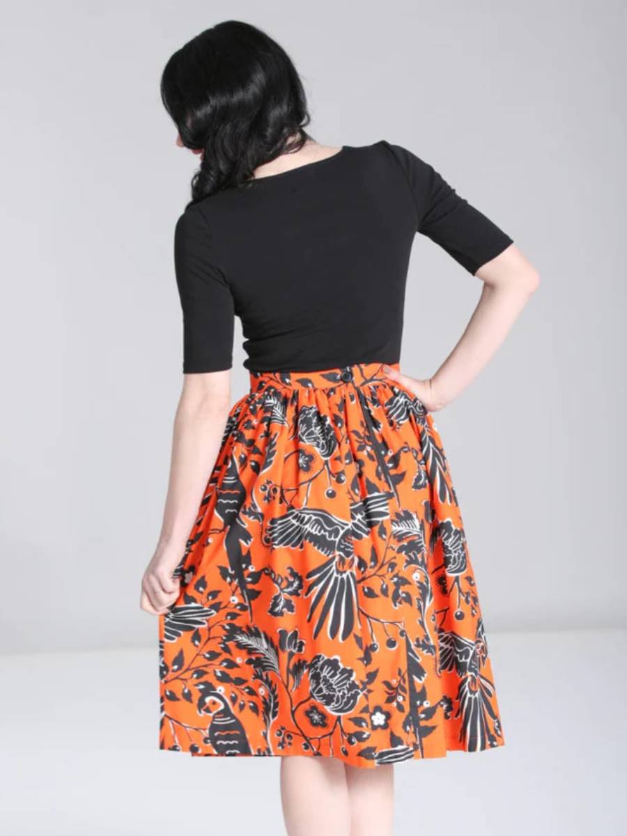 Hell Bunny Rock Rio Skirt Orange