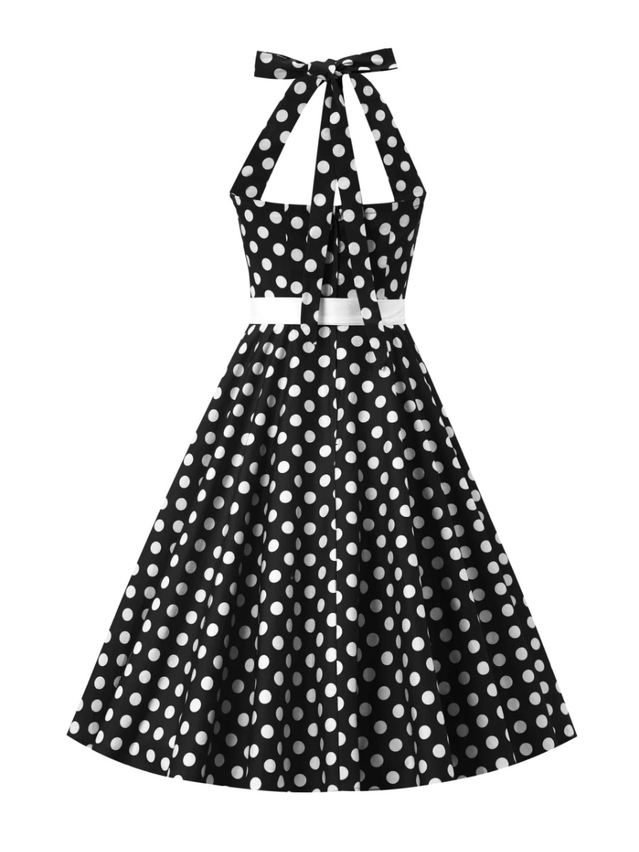 Dolly & Dotty Neckholder-Kleid Daisy Black White Polkadot
