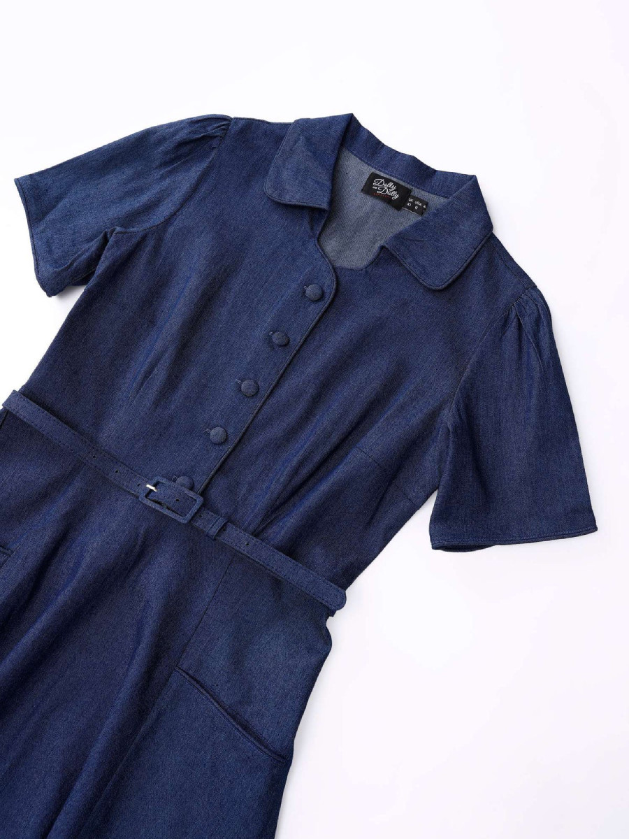 Dolly & Dotty Kleid Penelope Classic Denim jeansblau