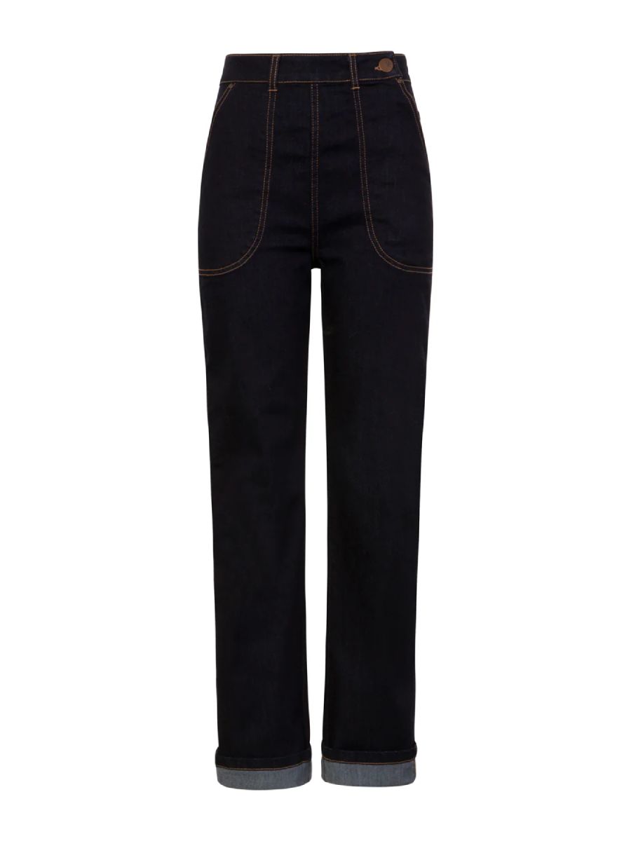 Hell Bunny Jeans Weston Denim Trousers dunkelblau