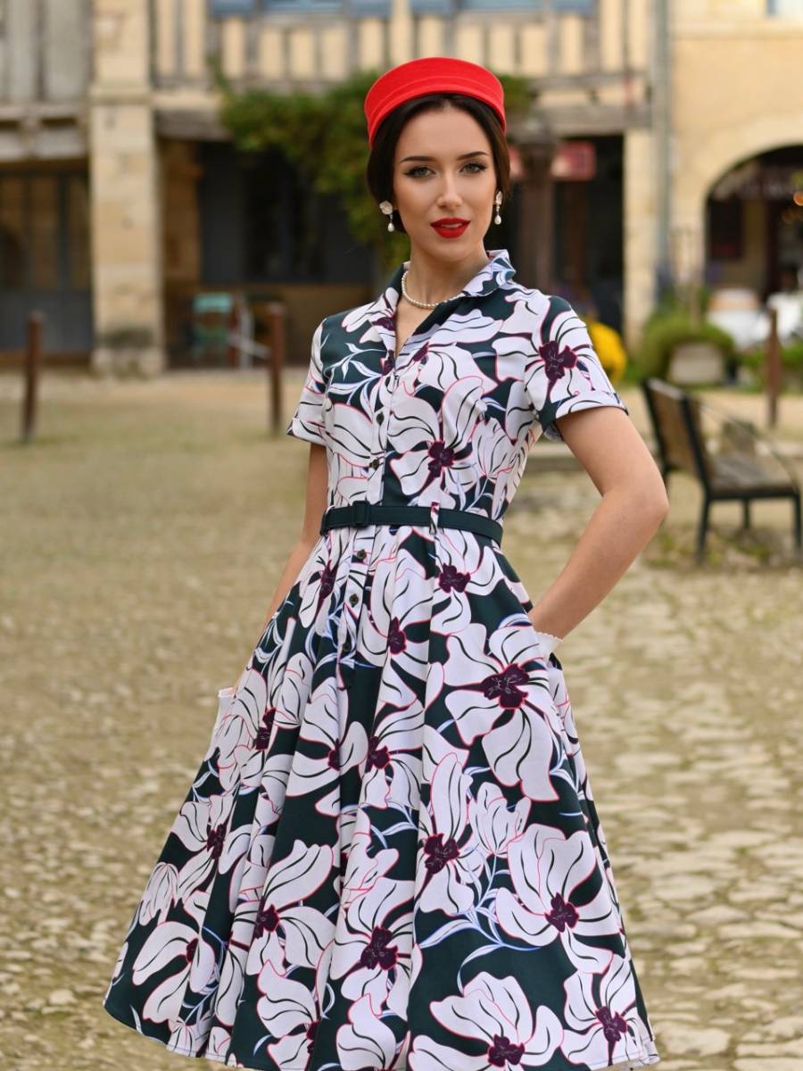 Hearts and Roses Kleid Quinn Floral Swing Dress Green