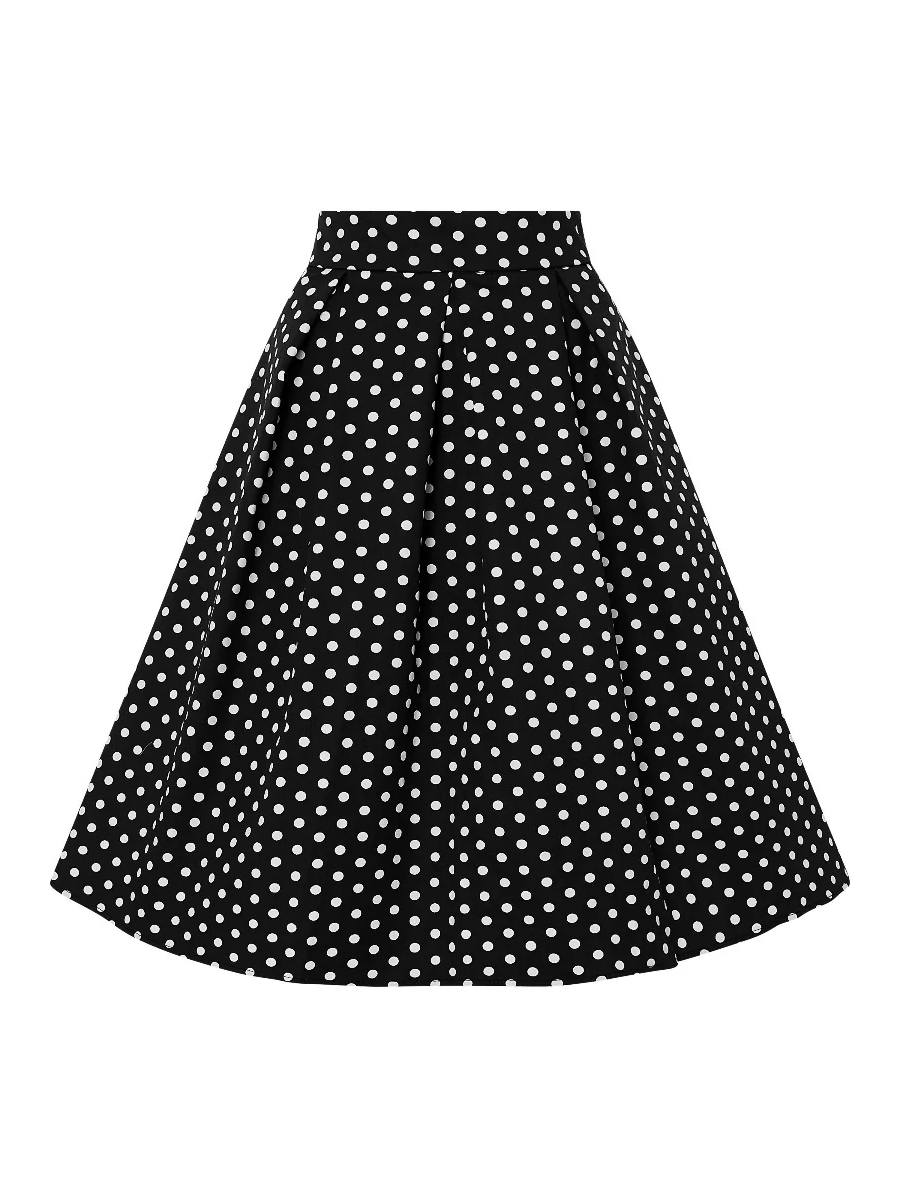Dolly & Dotty Rock Rochelle High Waist Polka Dot Skirt Black