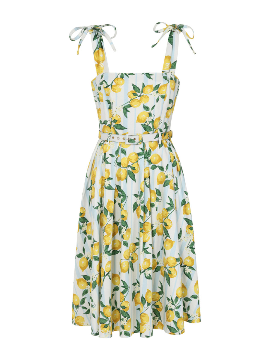 Banned Kleid June Lemon and Stripes Swing Dress