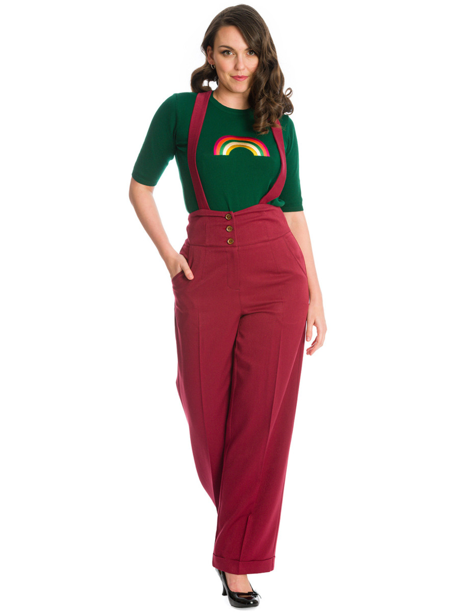 Banned Marlenehose Her Favourites Trouser Burgundy weinrot