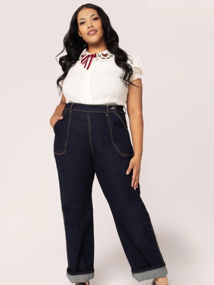 Hell Bunny Jeans Weston Denim Trousers dunkelblau