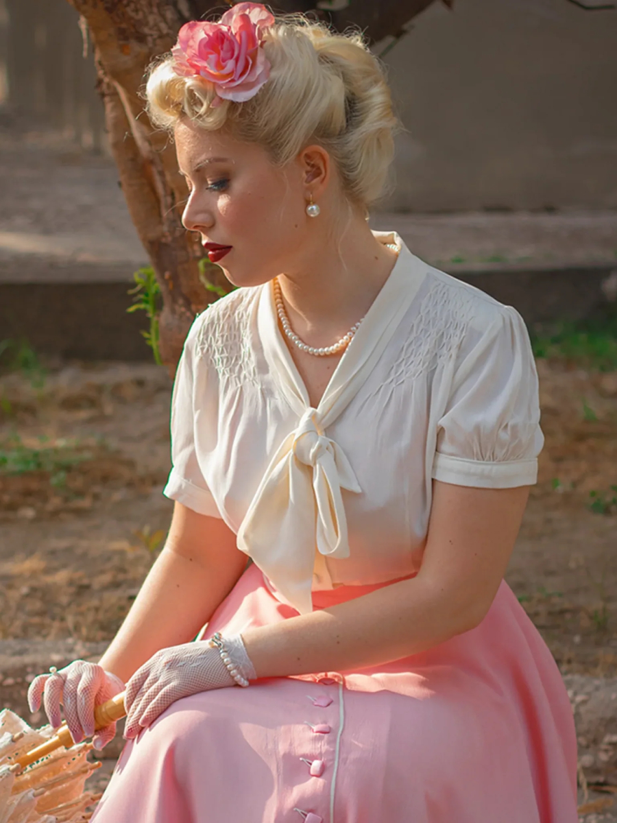 Seamstress of Bloomsbury Bluse Eva Short Sleeve creme