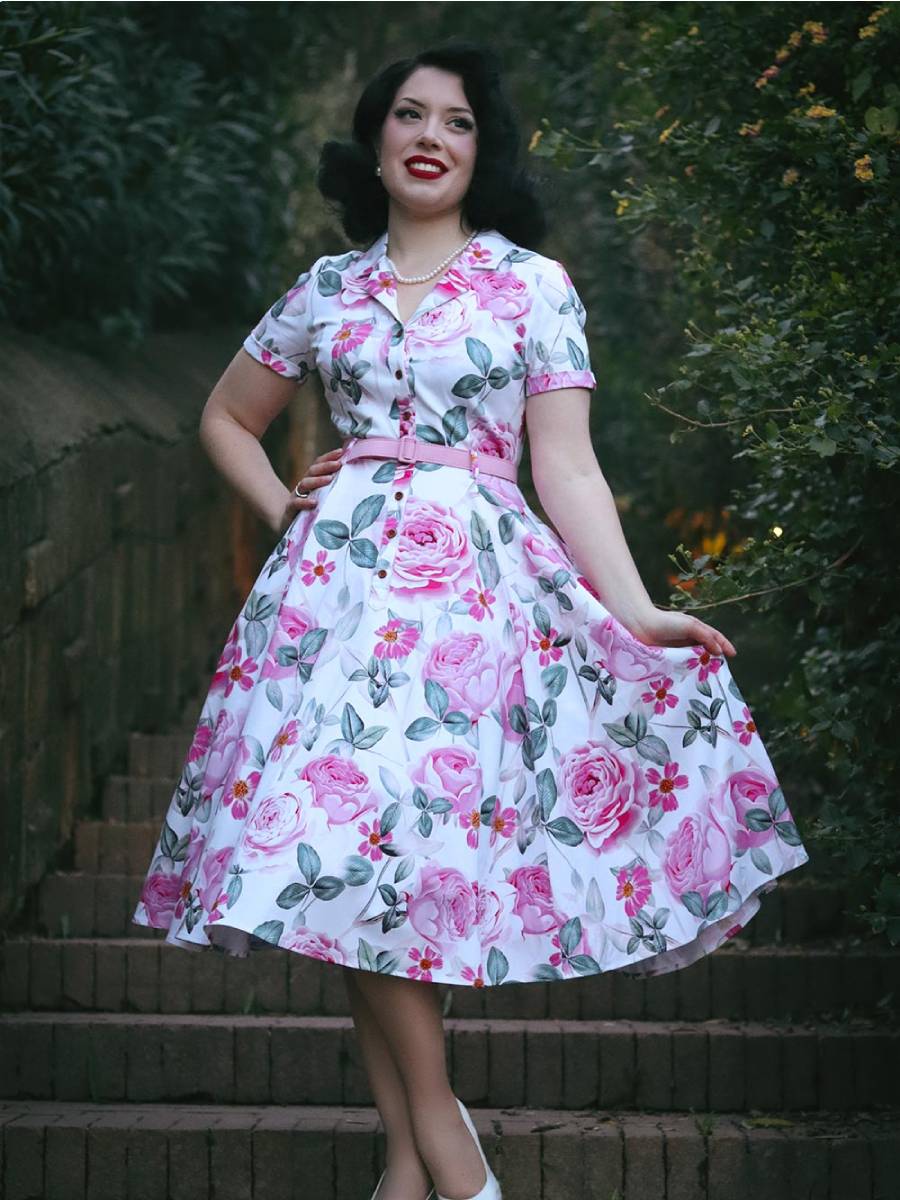 Hearts and Roses Kleid Luella Floral Swing Dress Pink