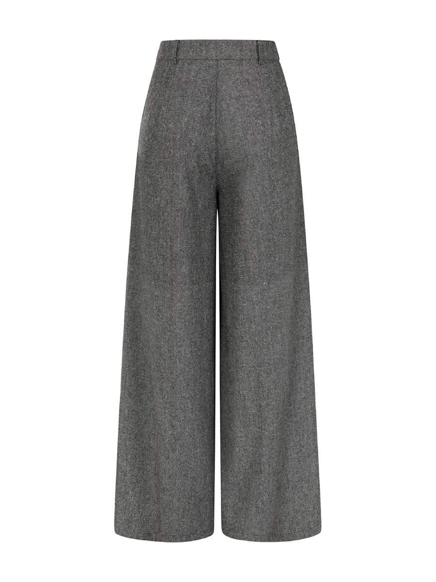 Banned Hose Lori Herringbone Trousers grau