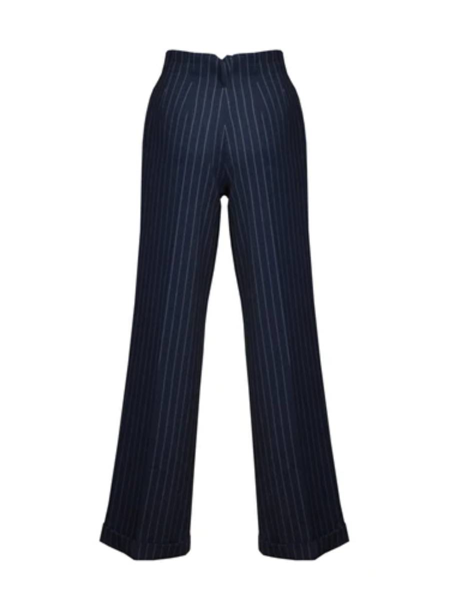 House of Foxy Hose Marlene Trousers Navy Pinstripe