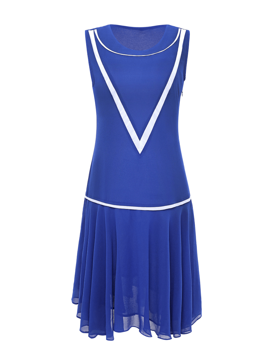 20er Jahre Kleid Sleeveless Casual Dress royalblau