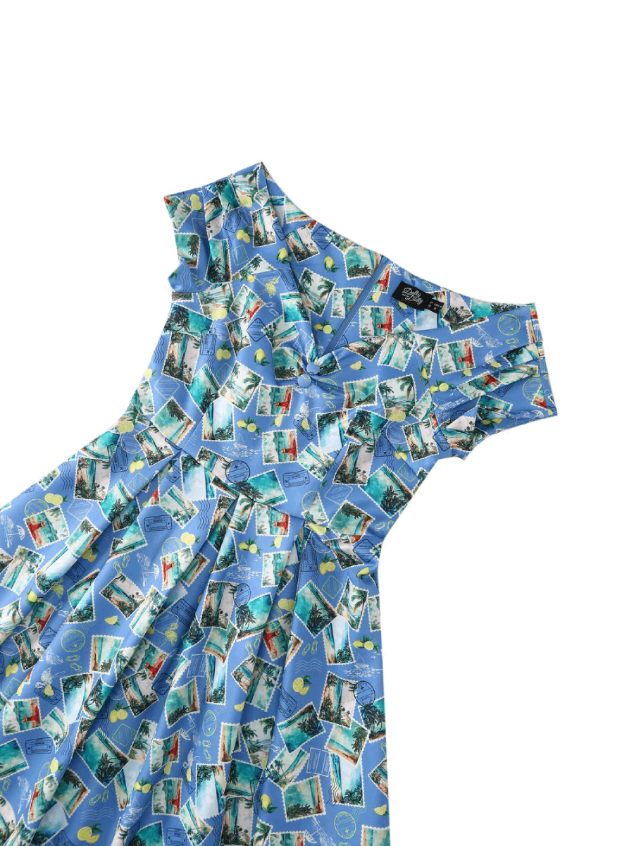 Dolly & Dotty Kleid Lily Light Blue Stamp Print