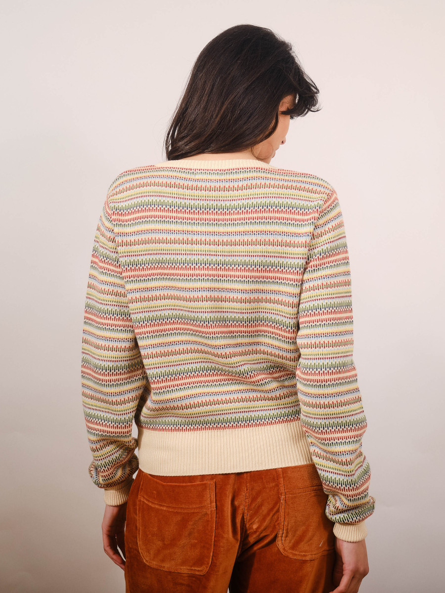 Pretty Vacant Rainbow Lines Cardigan creme