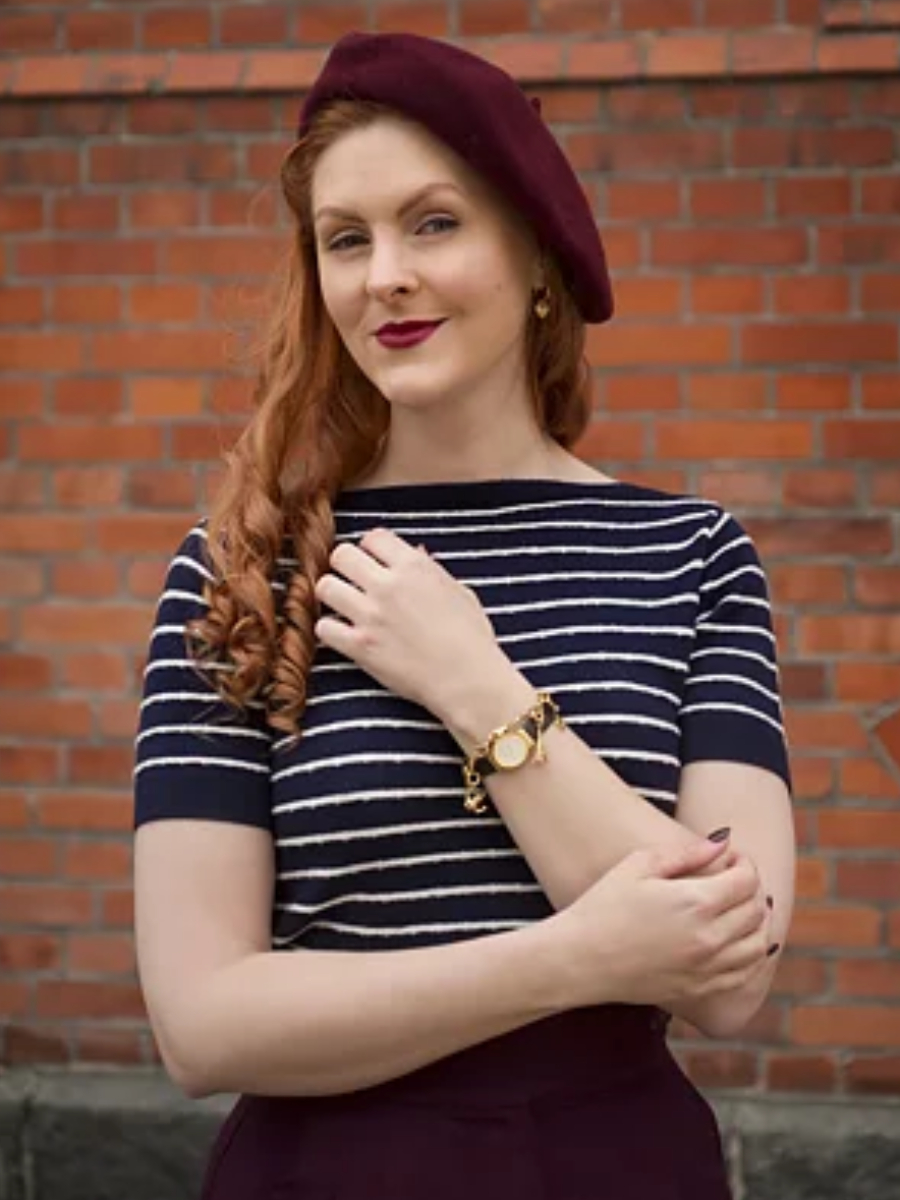 Emmy Pullover Emmy Goes To Paris Top Midnight Striped Wool