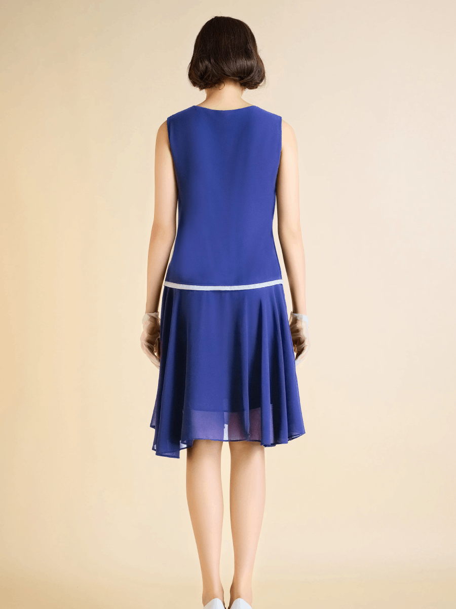 20er Jahre Kleid Sleeveless Casual Dress royalblau