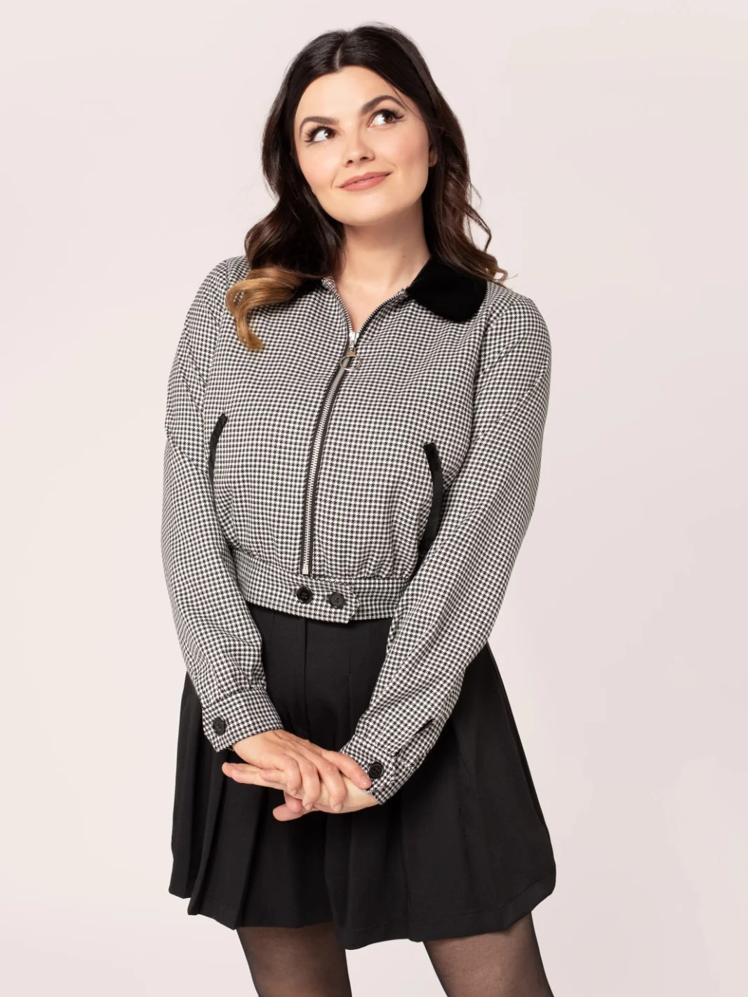 Hell Bunny Jacke Teddy Jacket Houndstooth