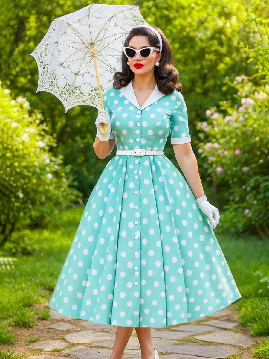 Dolly & Dotty Kleid Mollie Mint Green Polka Dot