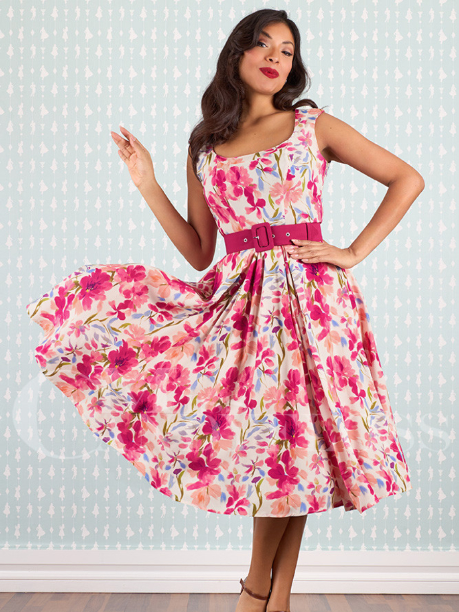 Miss Candyfloss Kleid Ayla-Mai Fuchsia Roses